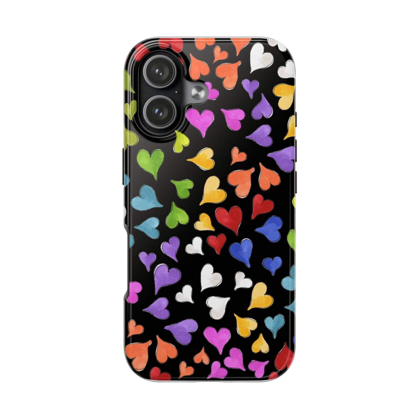 Happy Hearts Black Phone Case