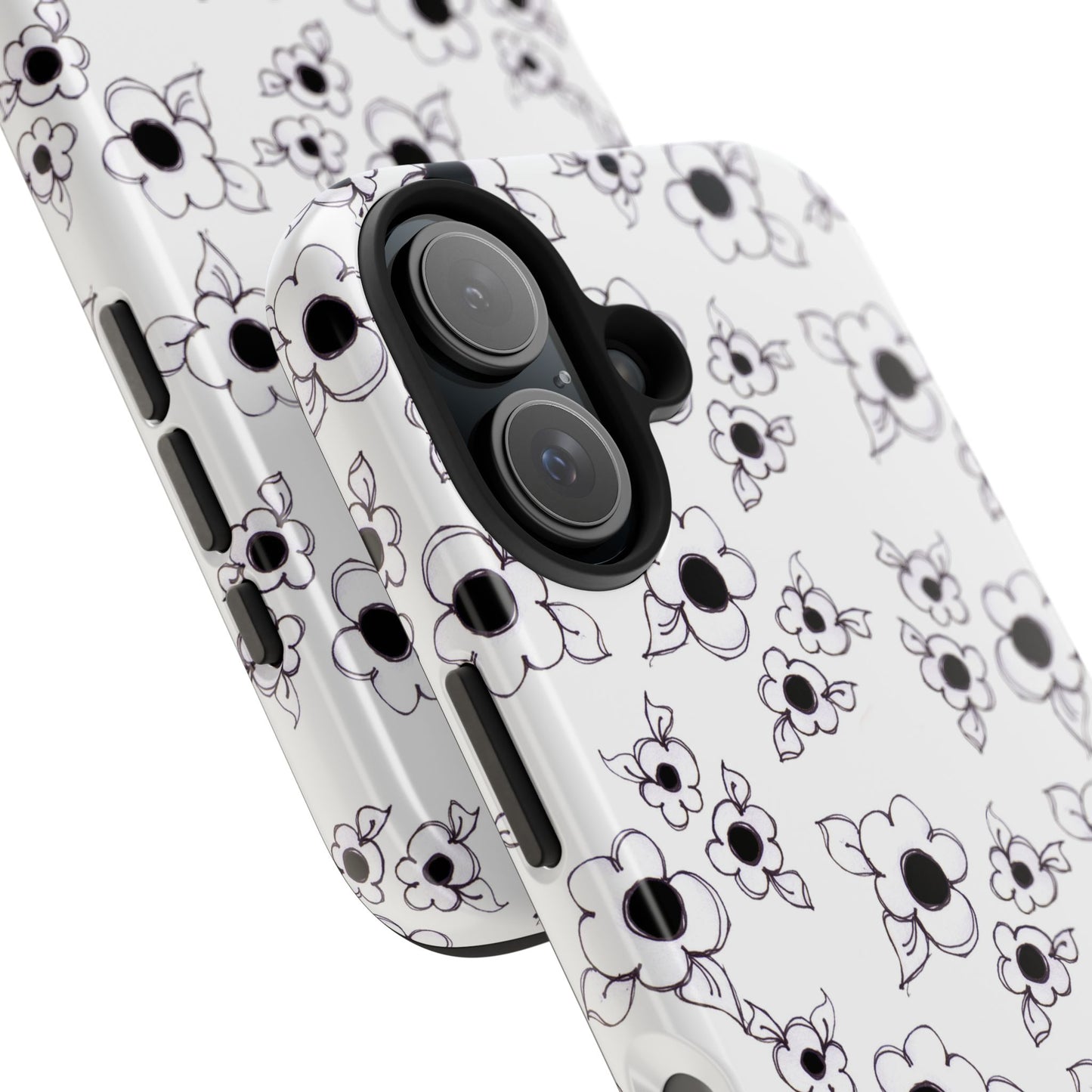Daisy Cluster White / Black Phone Case