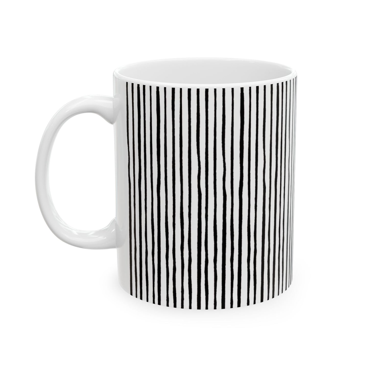 Quirky Pin Stripe White / Black Cup