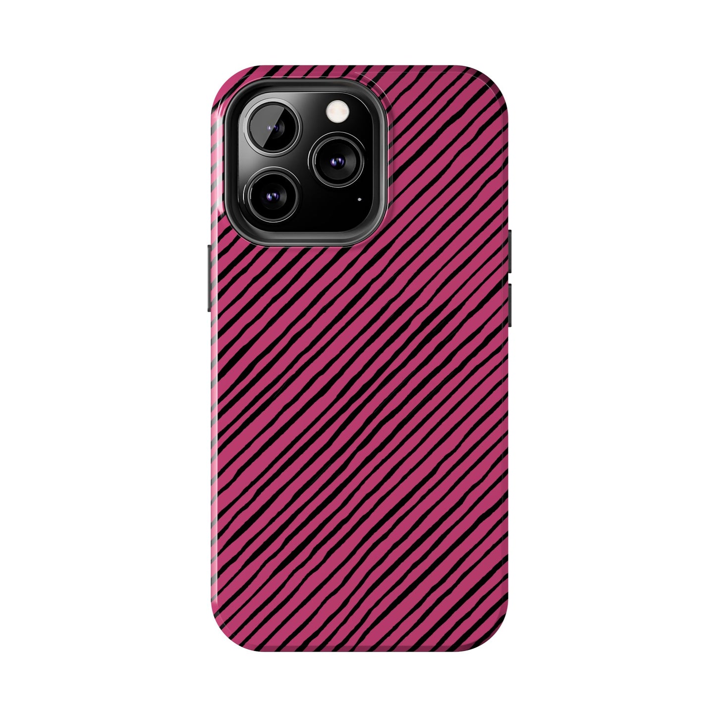 Quirky Bias Stripe Magenta / Black Phone Case