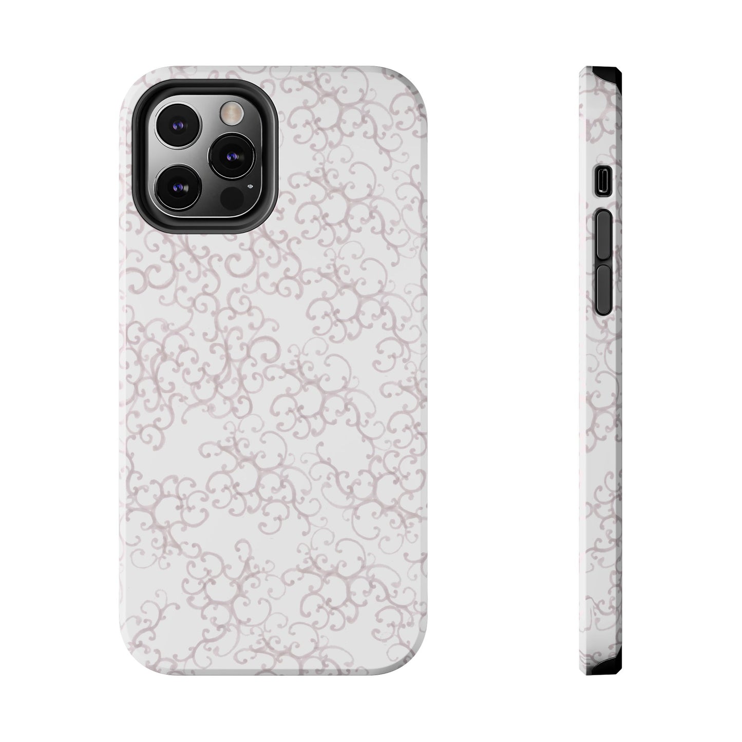 Scrollie White / Silver Phone Case