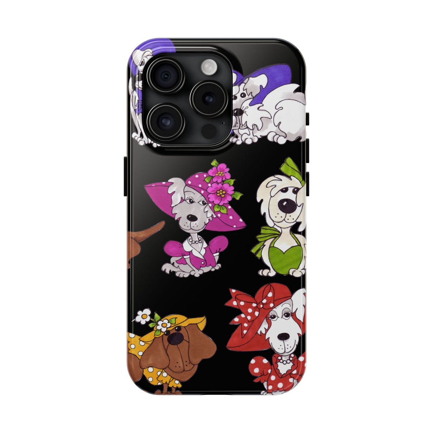 Fancy Dog Line Up Black Phone Case