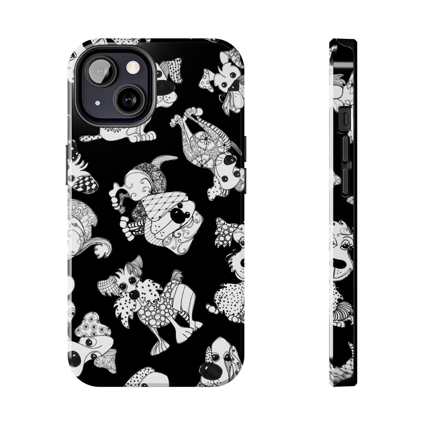 Doodle Dogs Black Phone Case