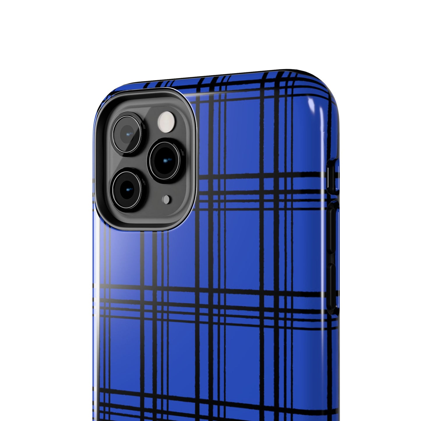 Glad Plaid Blue / Black Phone Case