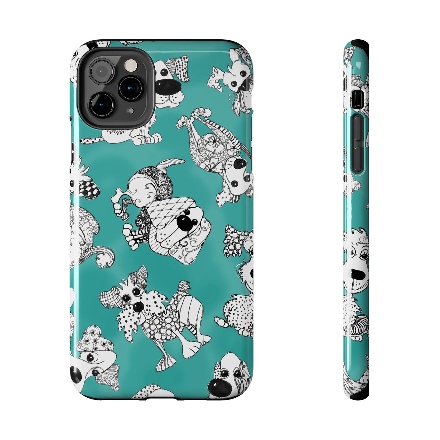 Doodle Dogs Turquoise Phone Case