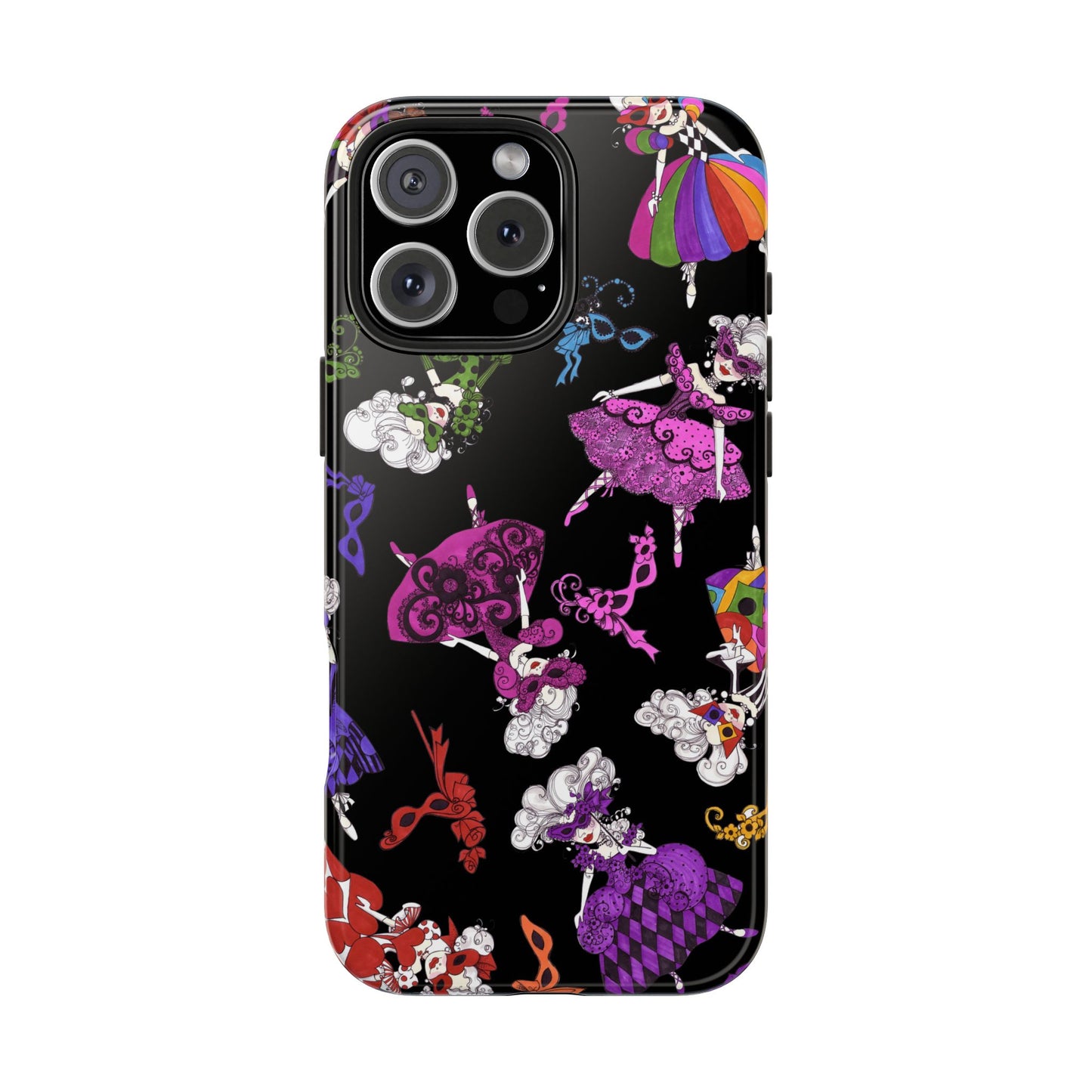 Tossed Masquerade Ladies Black Phone Case
