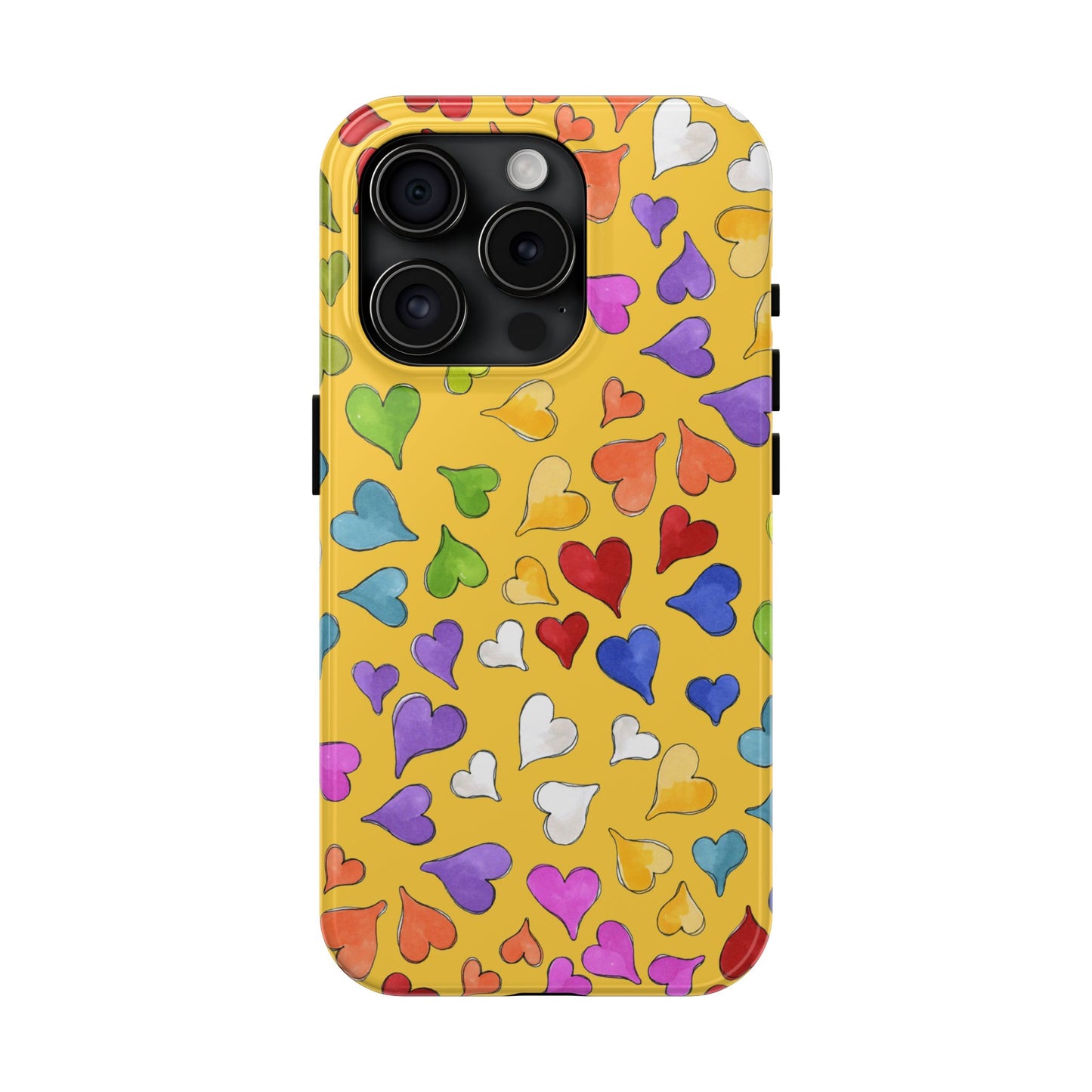 Happy Hearts Yellow Phone Case