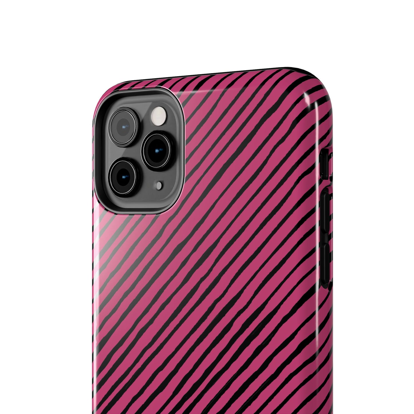 Quirky Bias Stripe Magenta / Black Phone Case