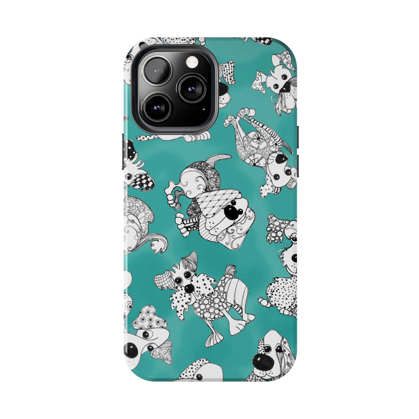 Doodle Dogs Turquoise Phone Case