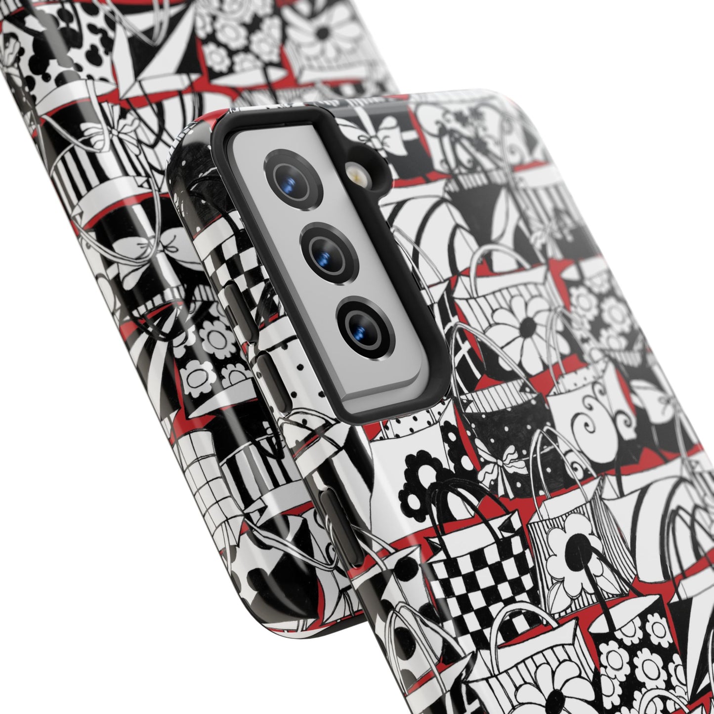 Totally Black, White & Red Phone Case