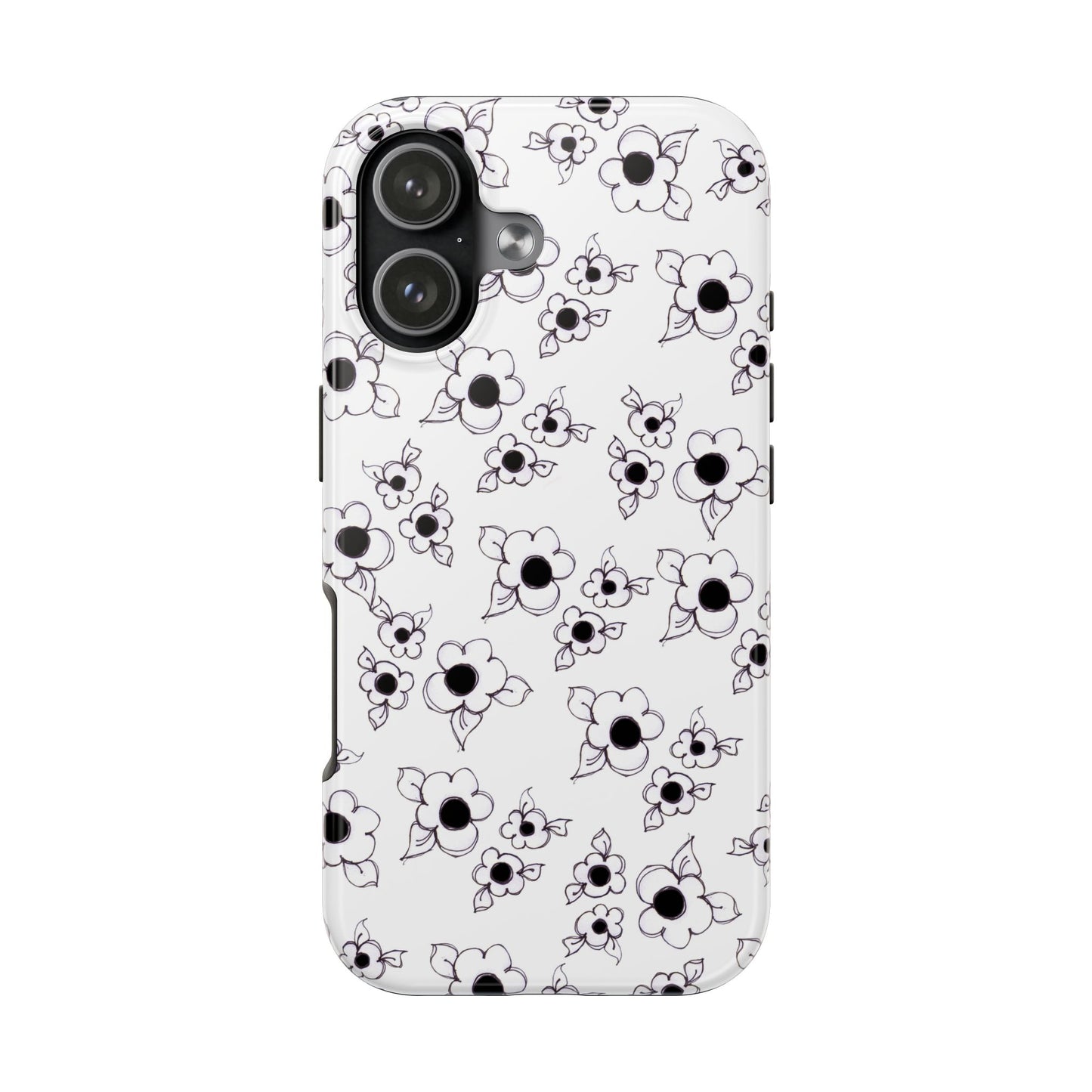 Daisy Cluster White / Black Phone Case