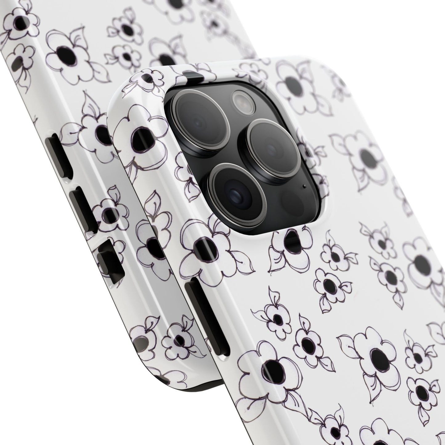Daisy Cluster White / Black Phone Case