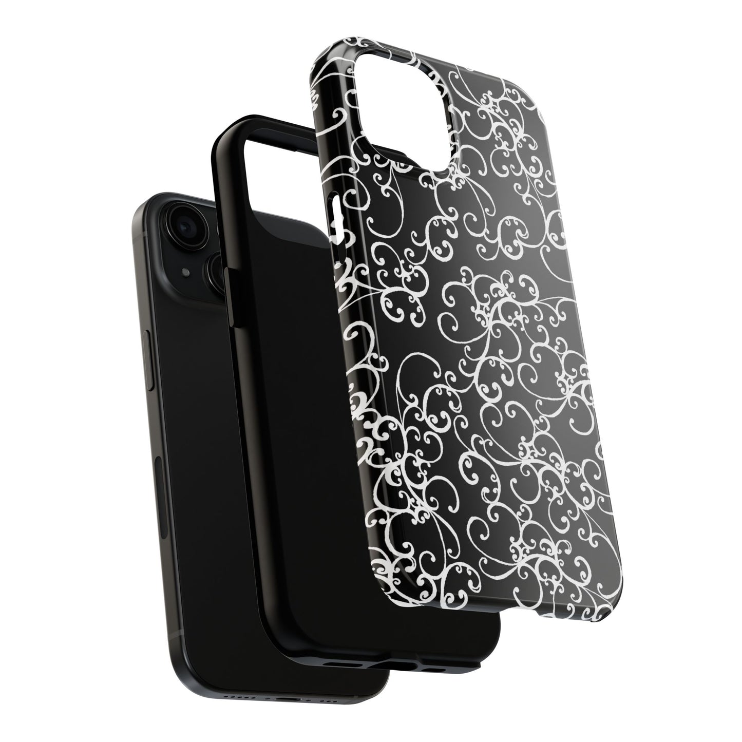 Elegant Scroll Black / White Phone Case