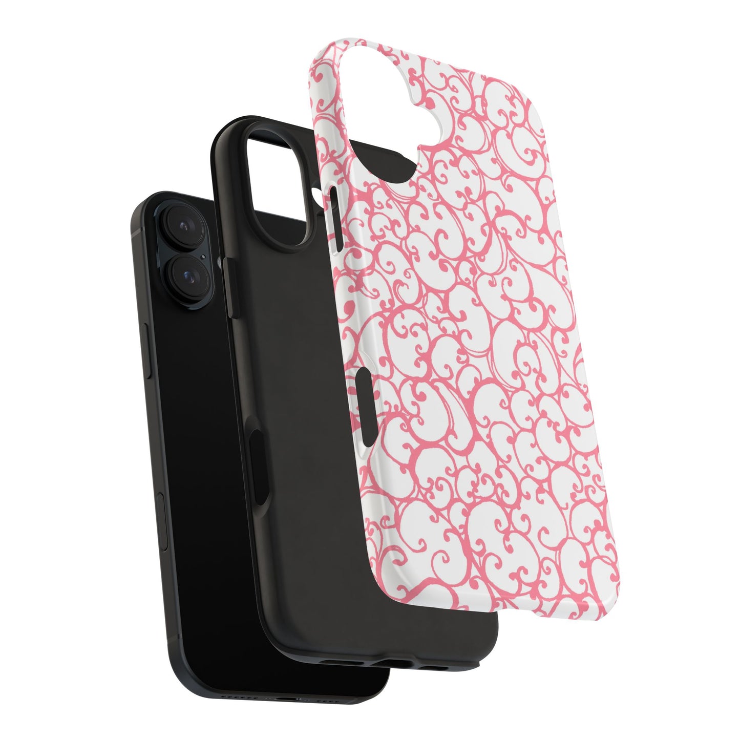 Scrollie White / Pink Phone Case