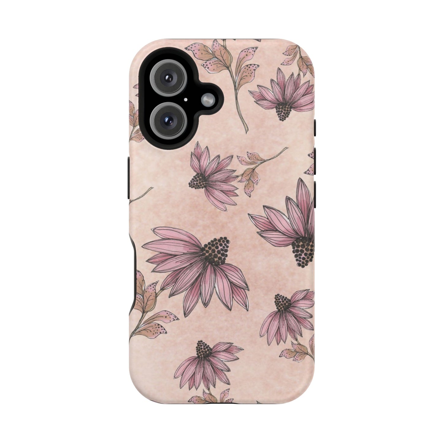 Wild Cone Flowers Pink Marble Phone Case
