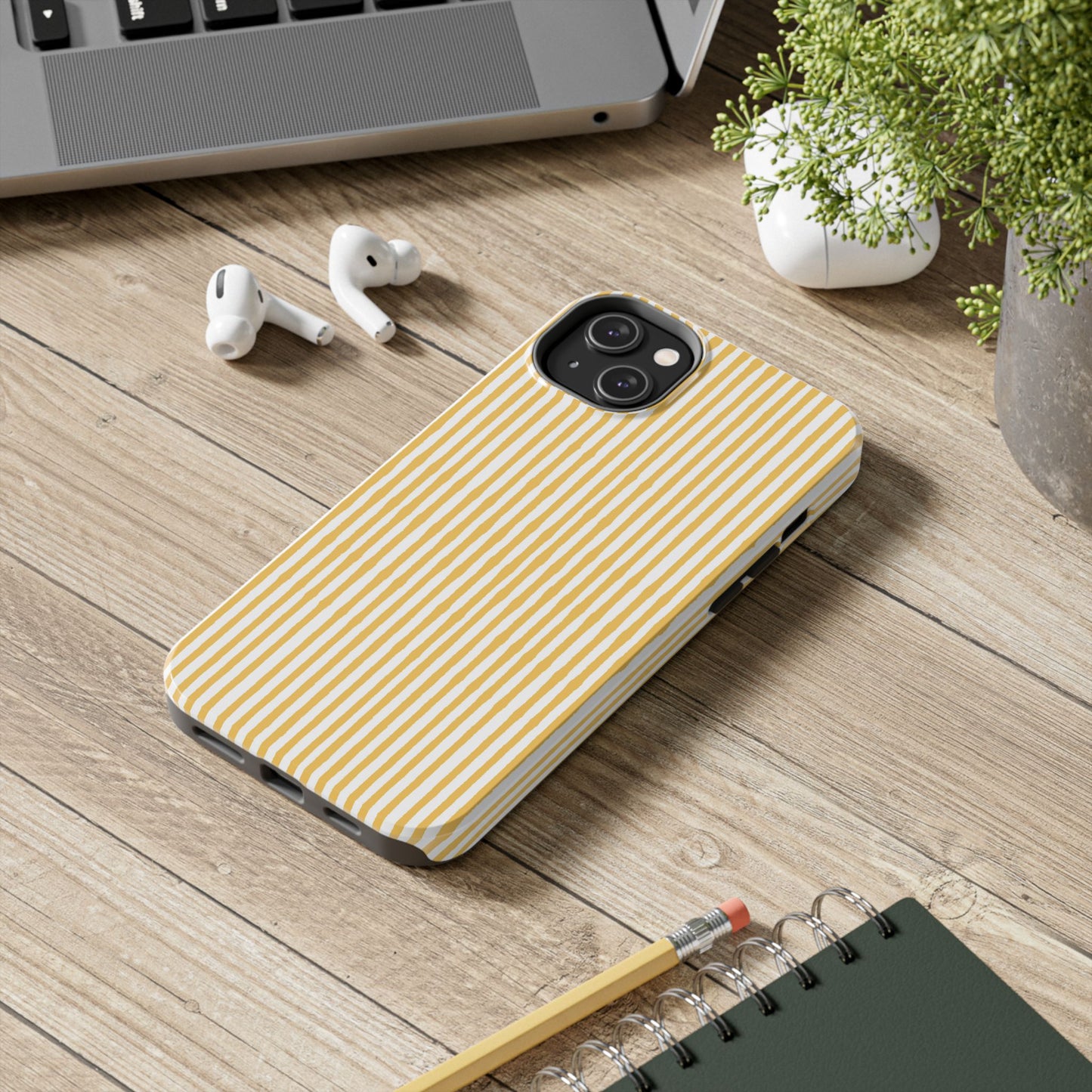 Lazy Stripe Yellow / White Phone Case