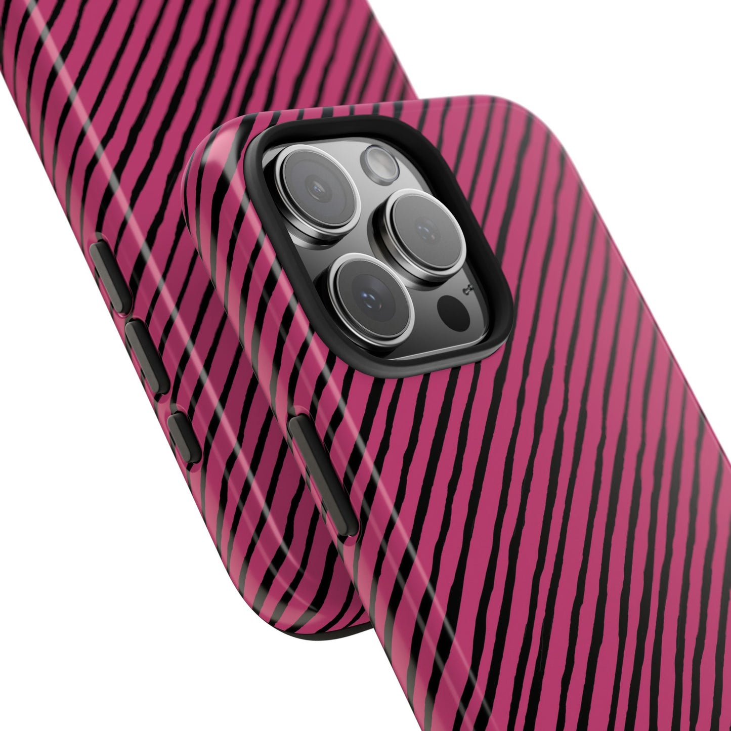 Quirky Bias Stripe Magenta / Black Phone Case