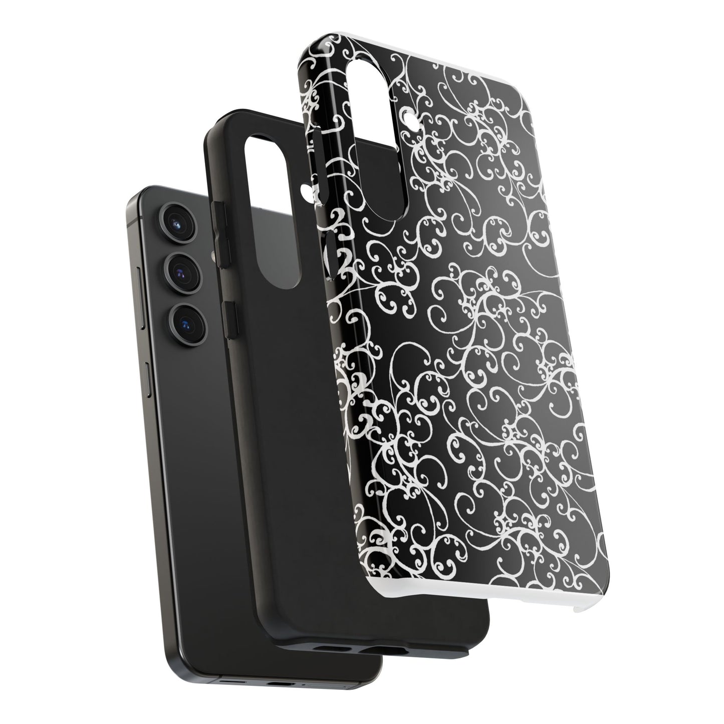 Elegant Scroll Black / White Phone Case