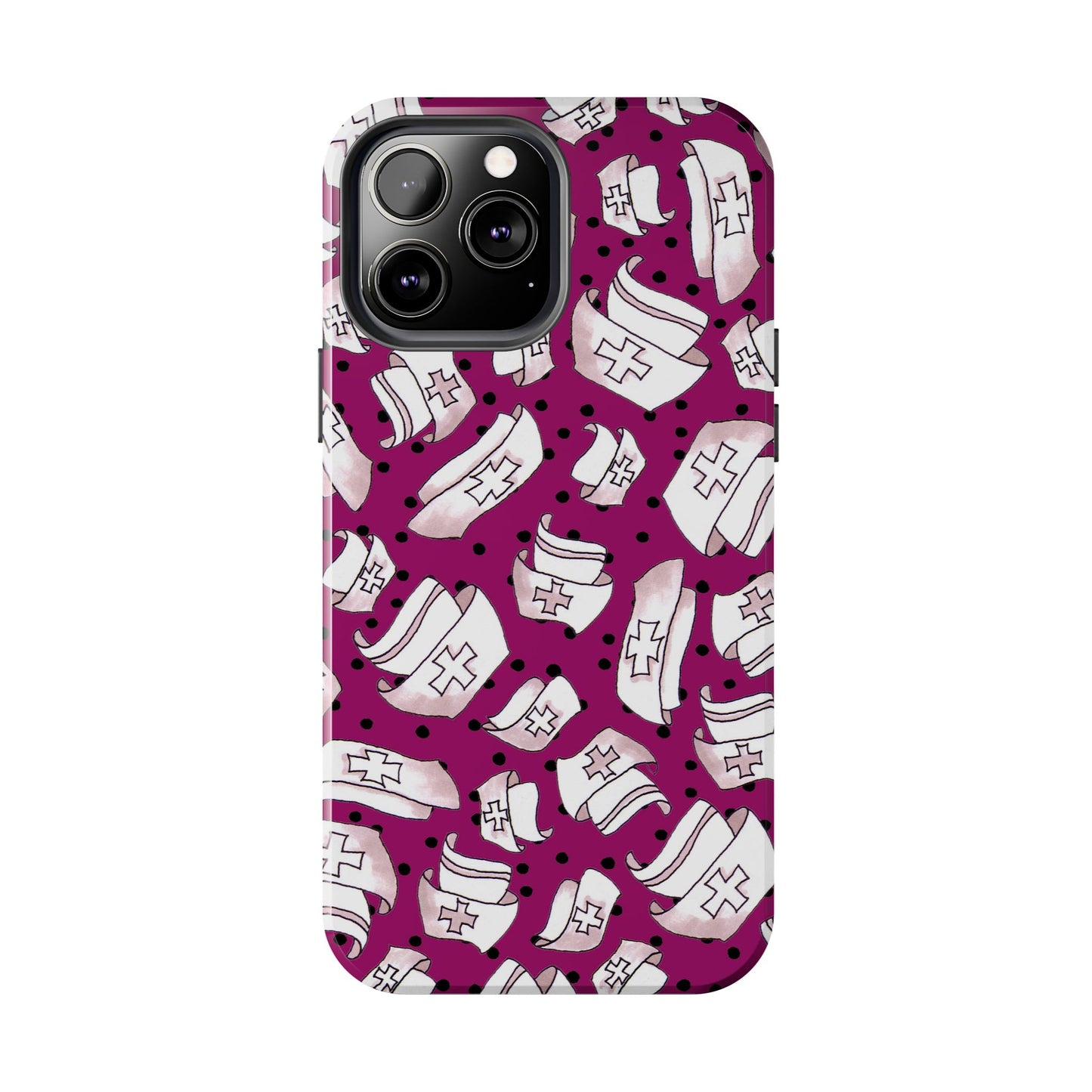 Med Hats Burgundy / Black Phone Case