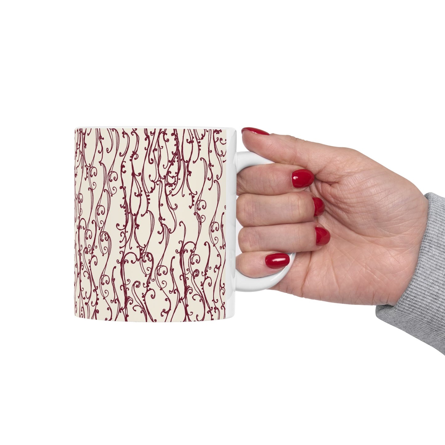 Swan Scroll White / Red Cup