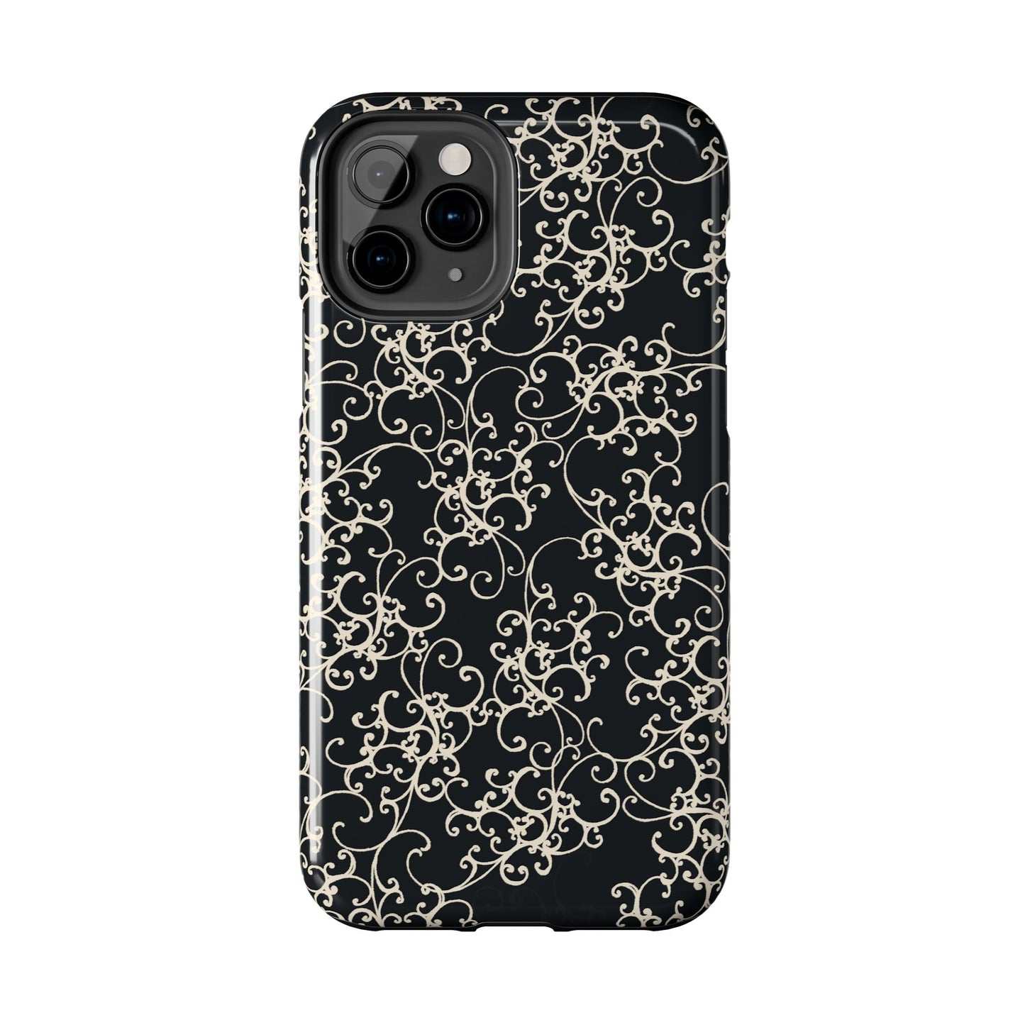 Elegant Scroll Black / Ivory Phone Case