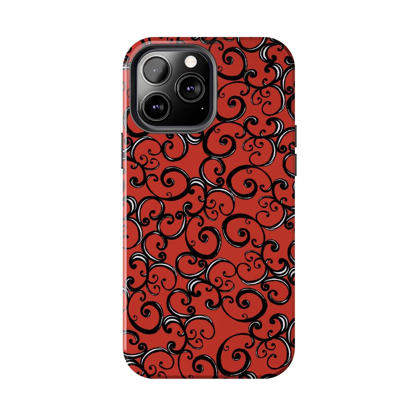 Curls Red / Black Phone Case