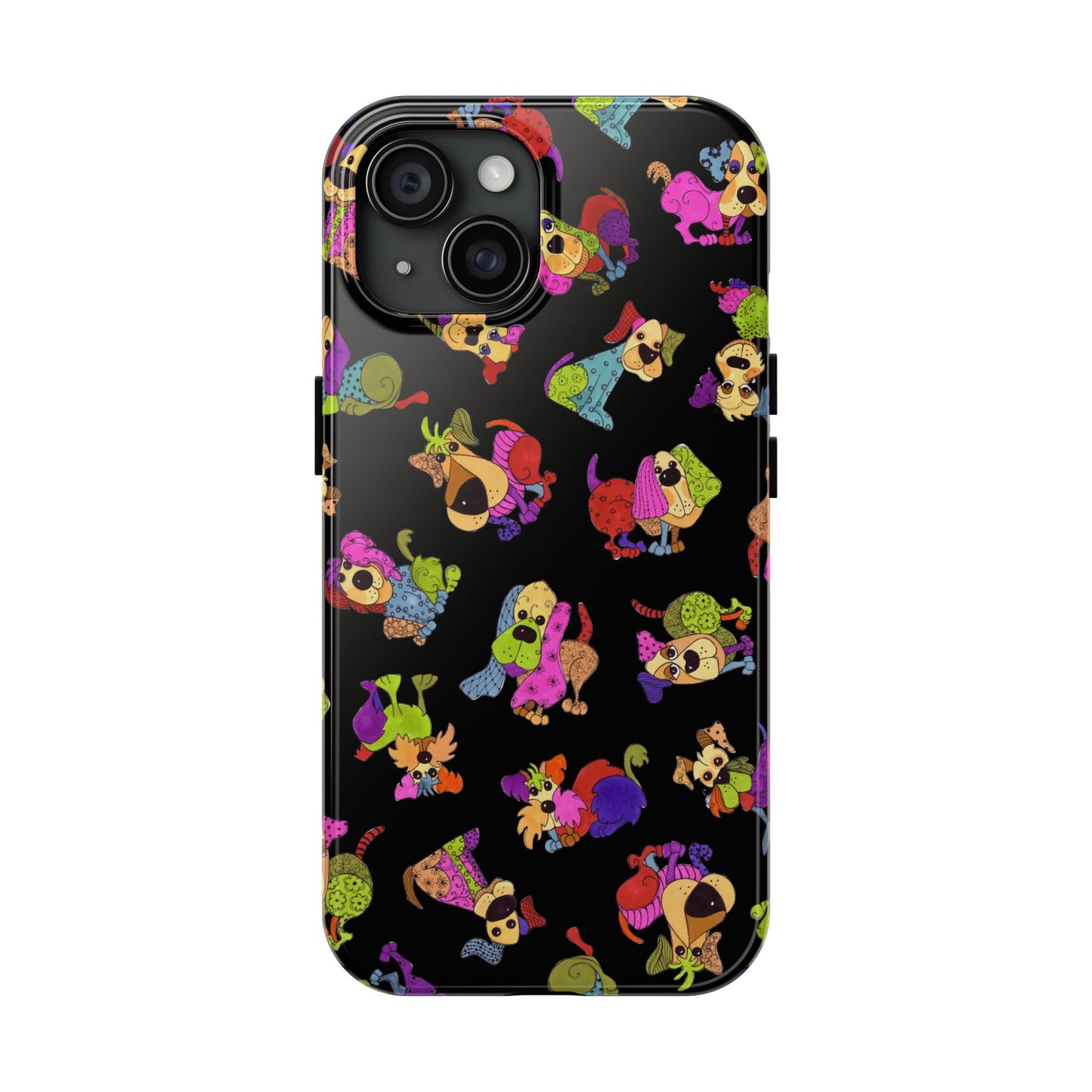 Tossed Happy Dogs Black Phone Case
