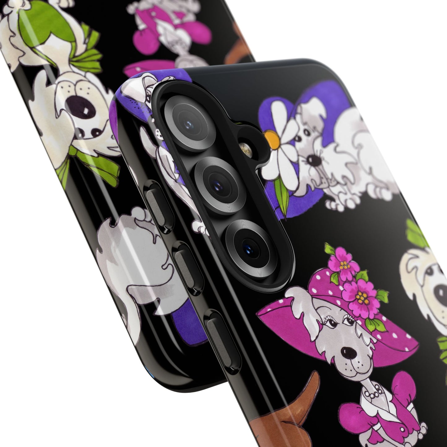 Fancy Dog Line Up Black Phone Case