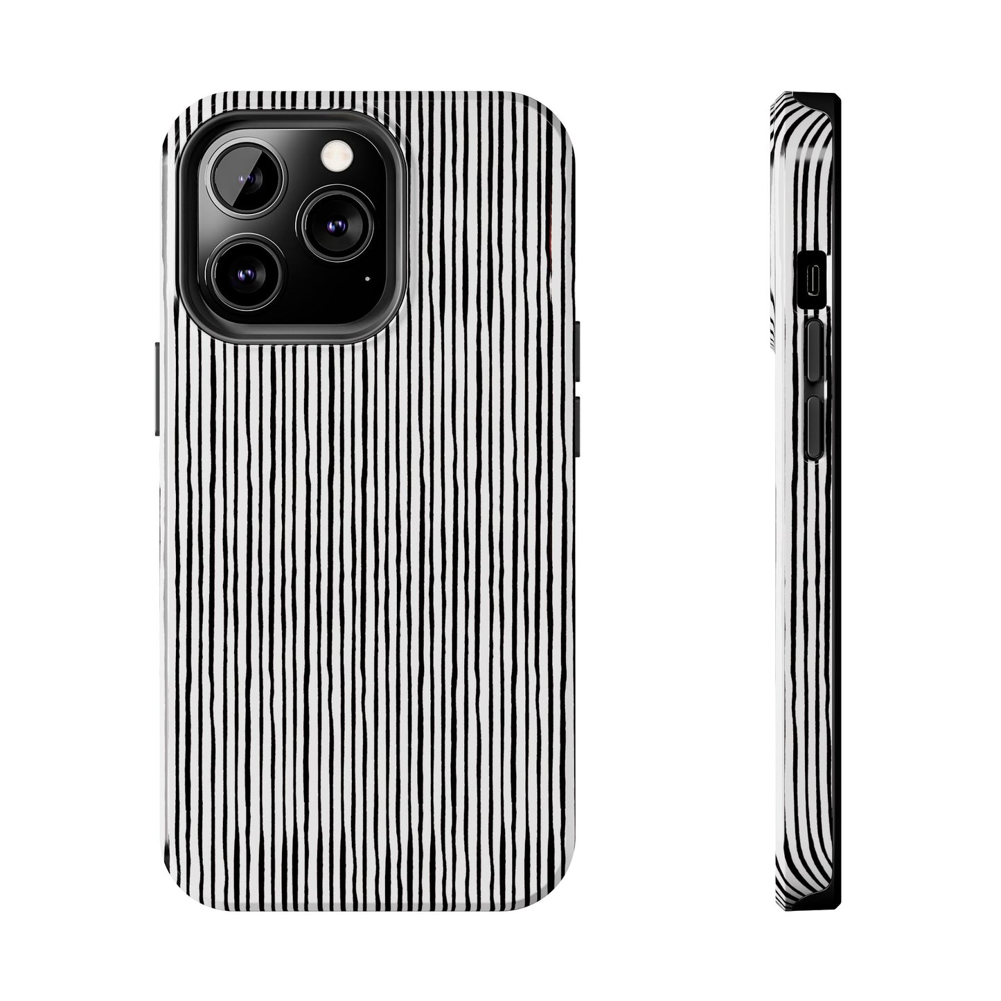 Quirky Pin Stripe White / Black Phone Case