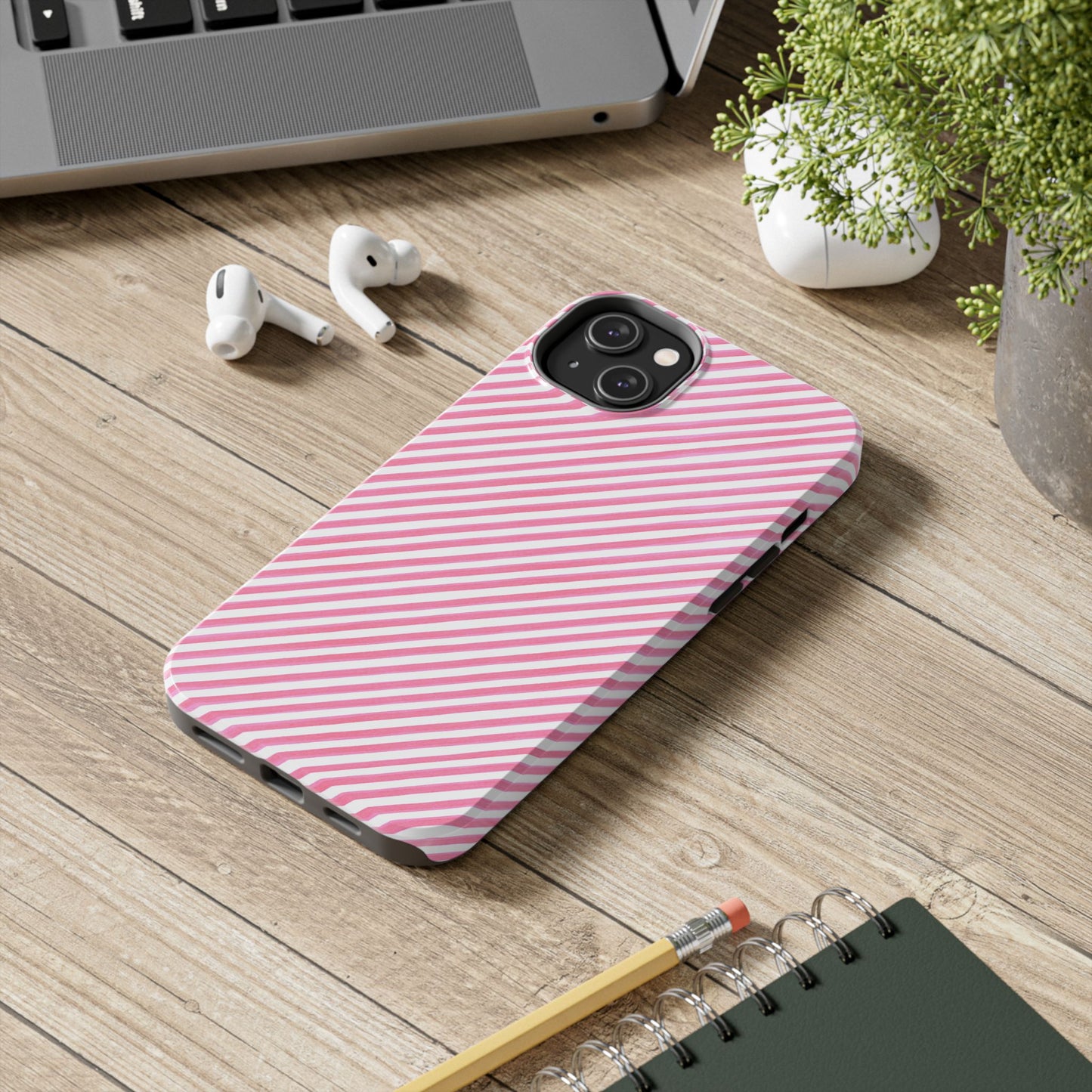 Bias Stripe Pink / White Phone Case