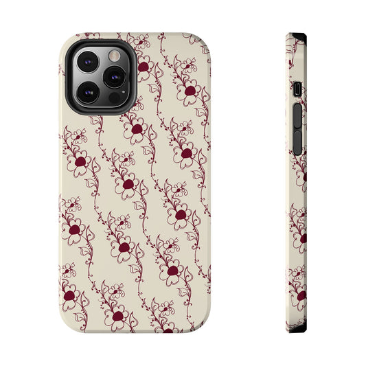 Diagonal Daisies Ivory / Red Phone Case