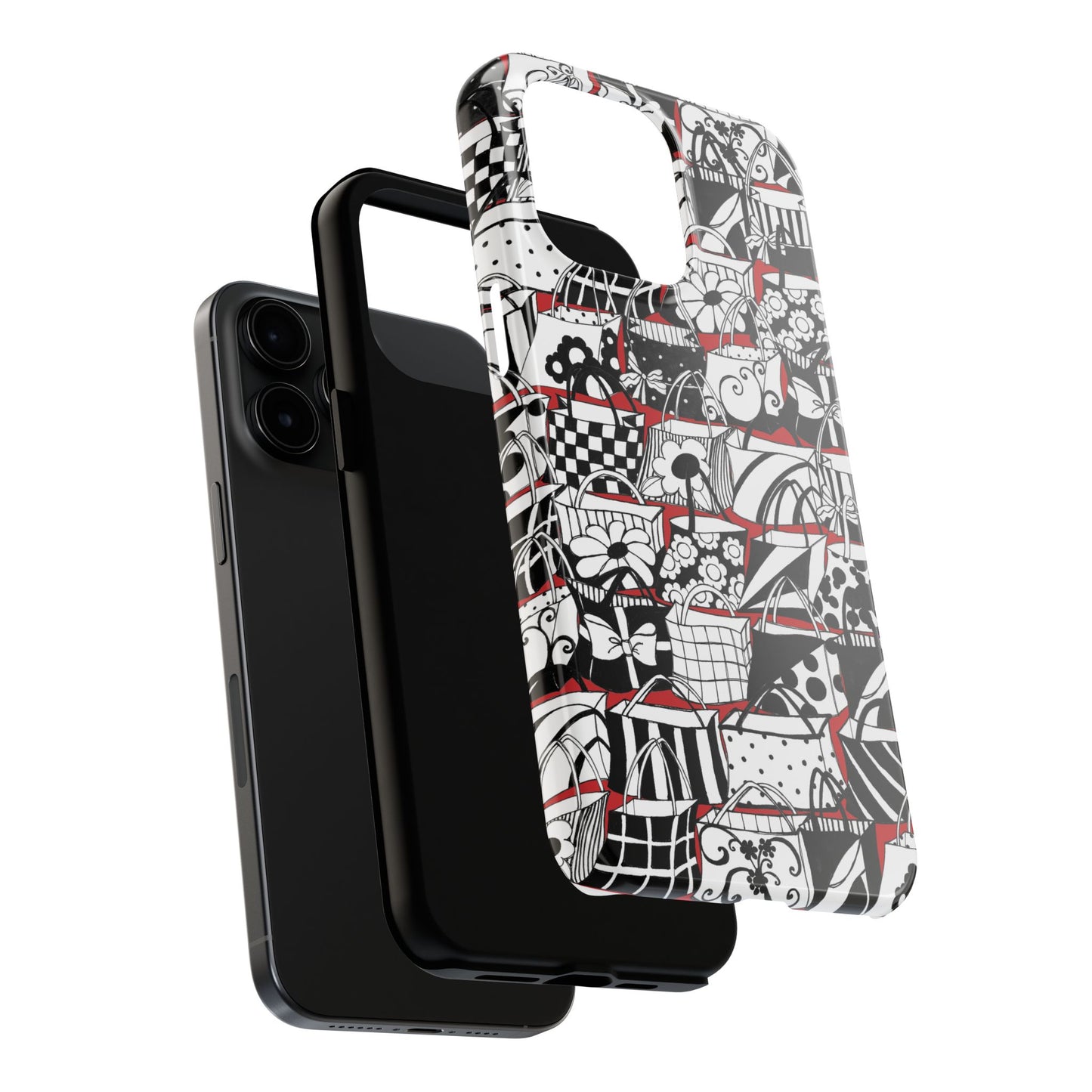 Totally Black, White & Red Phone Case