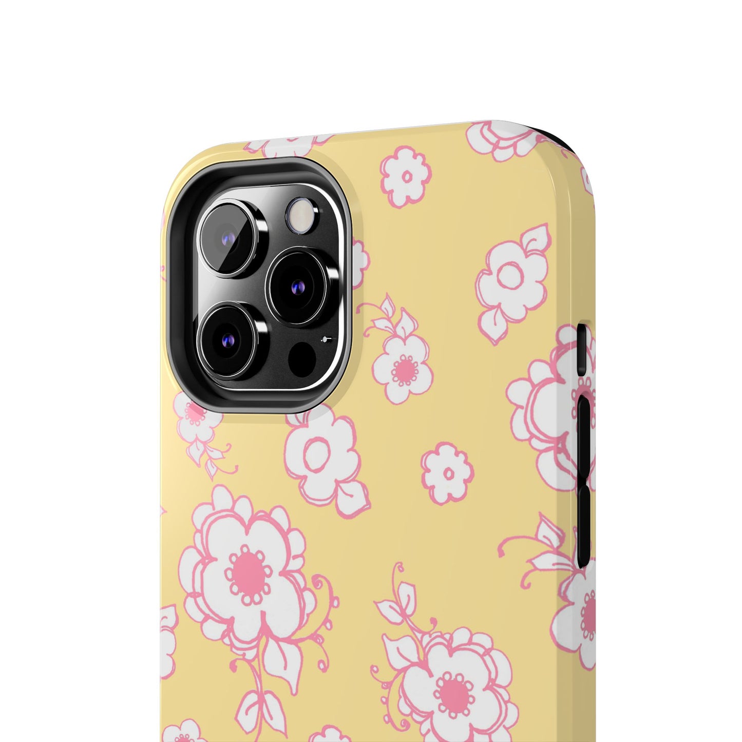 Pink Posies Yellow Phone Case