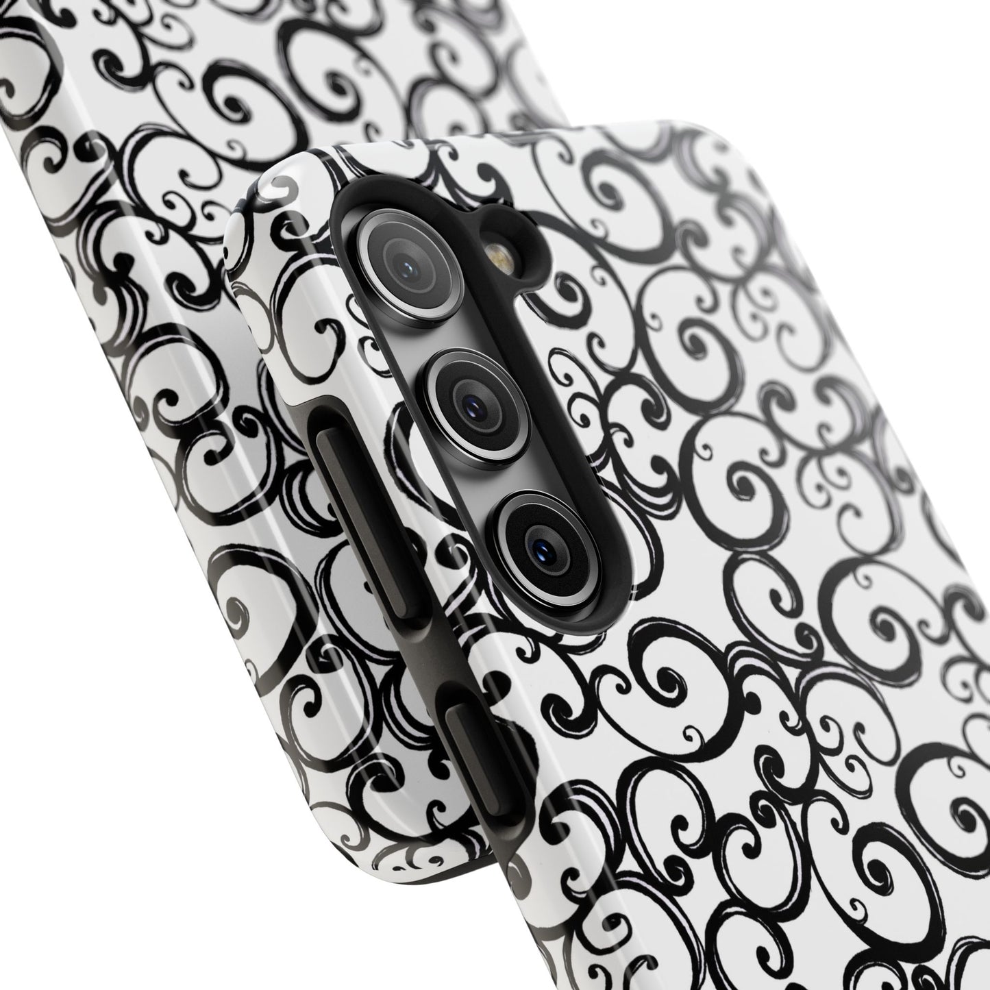 Curls White / Black Phone Case