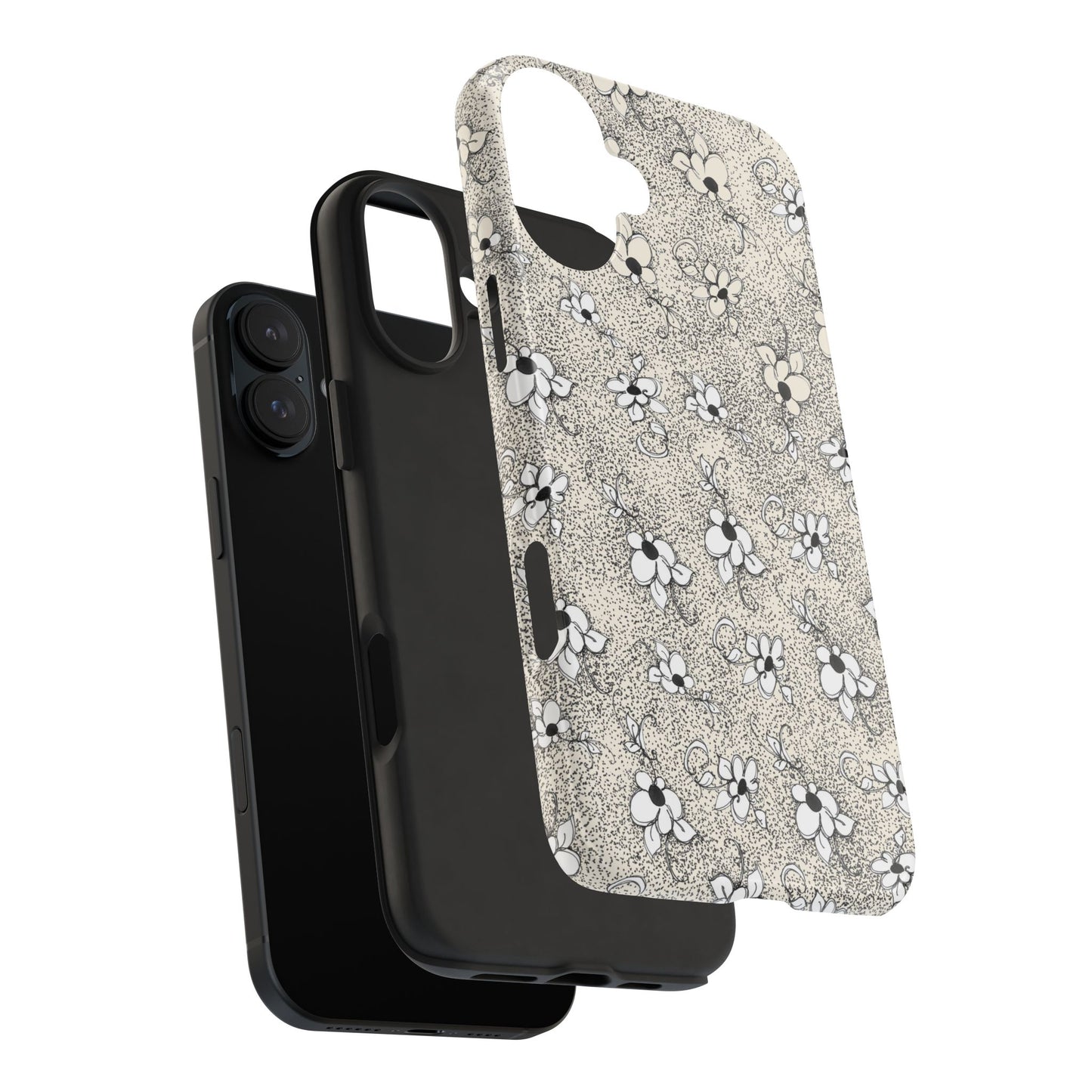 Daisy Flecks Ivory / Black Phone Case
