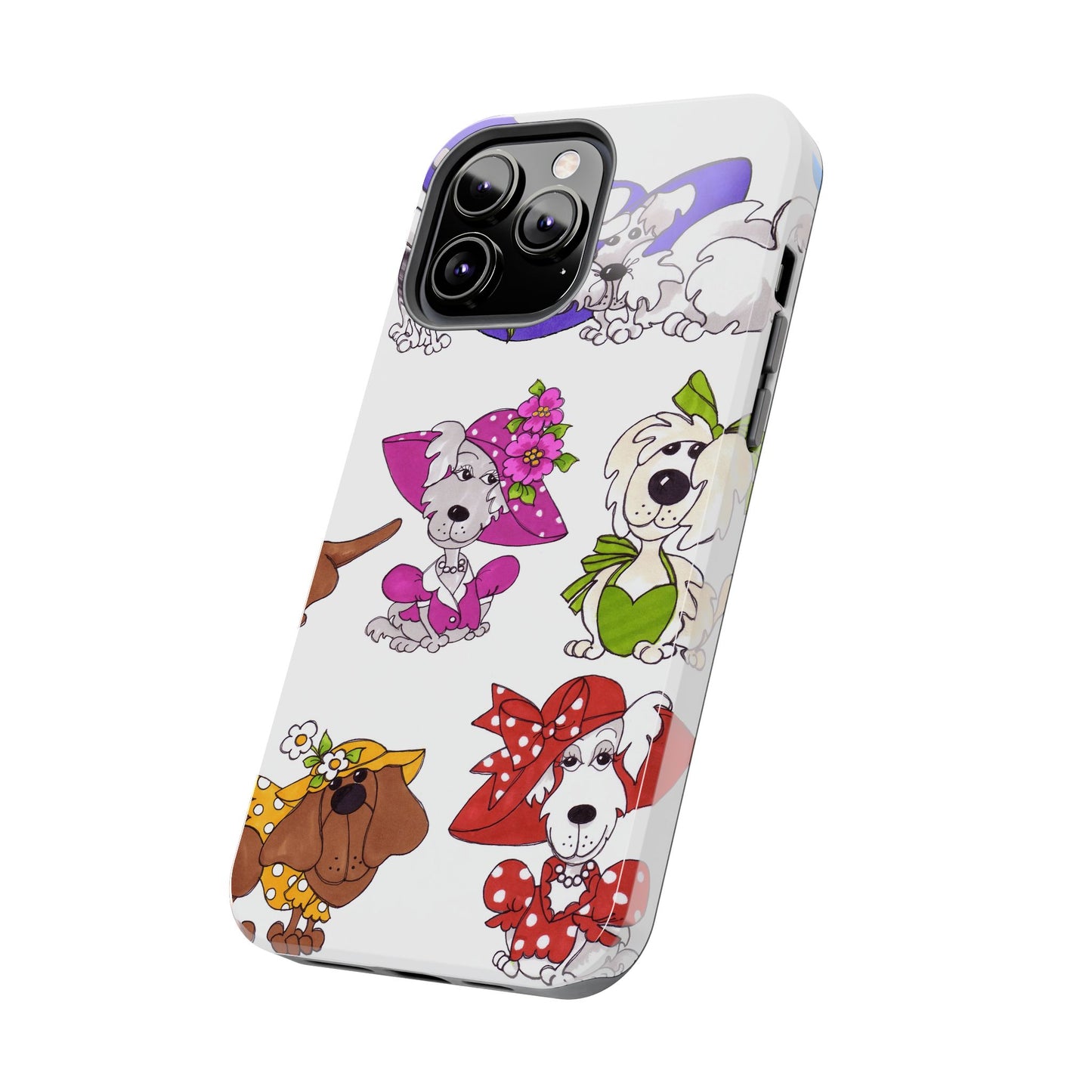 Fancy Dog Line Up White Phone Case