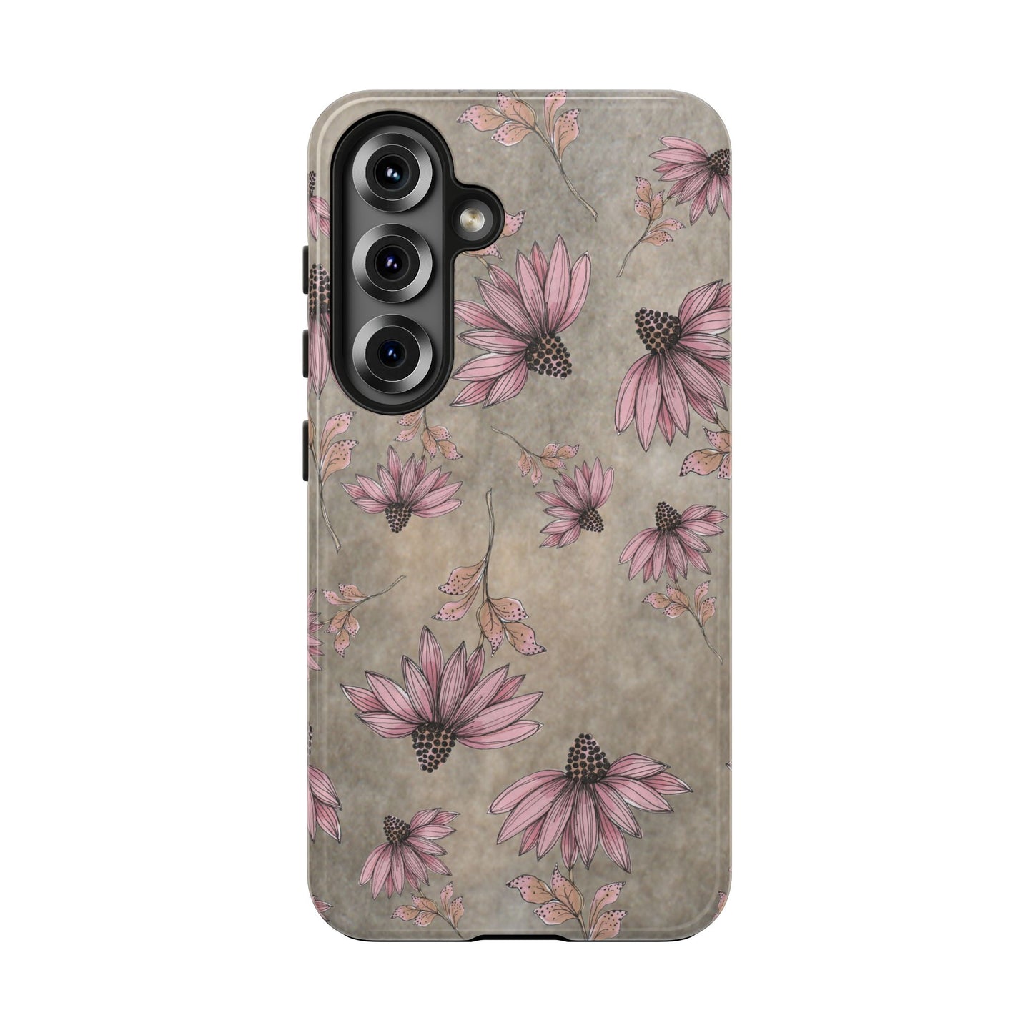Wild Cone Flowers Taupe Marble Phone Case