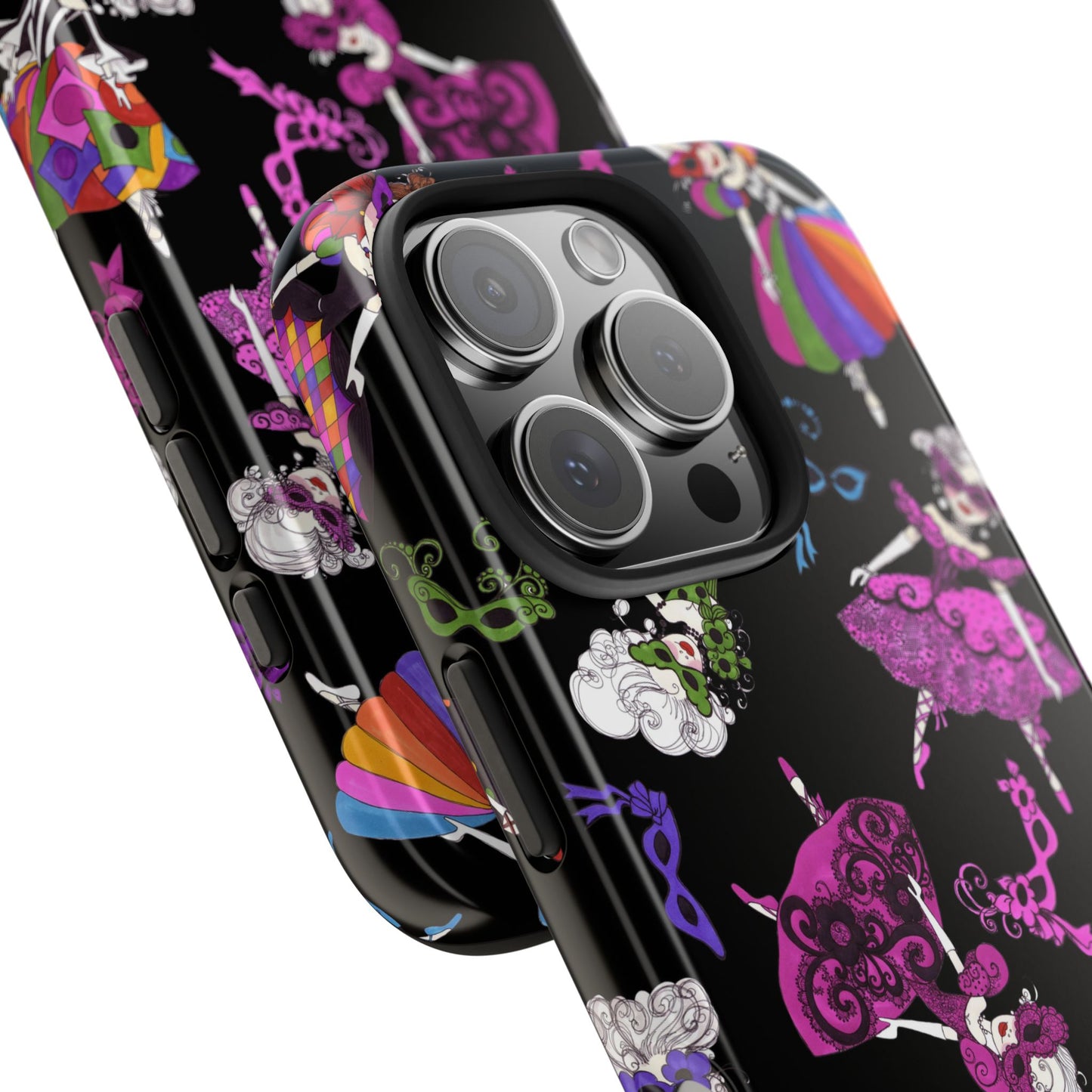 Tossed Masquerade Ladies Black Phone Case