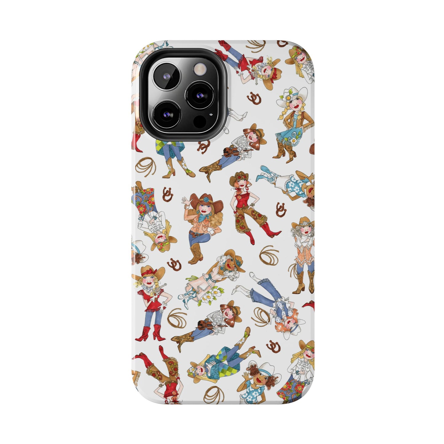 Tossed Cowgirls White Phone Case