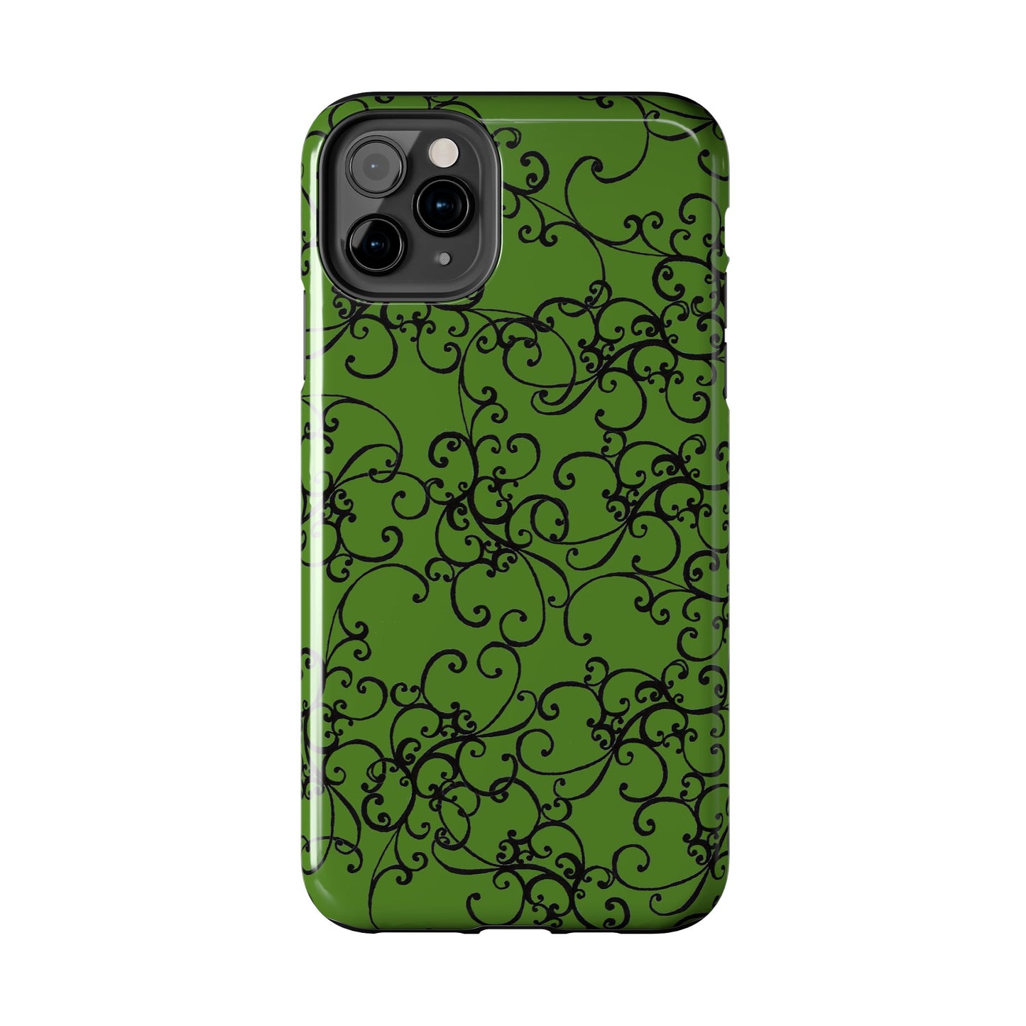 Elegant Scroll Green / Black Phone Case