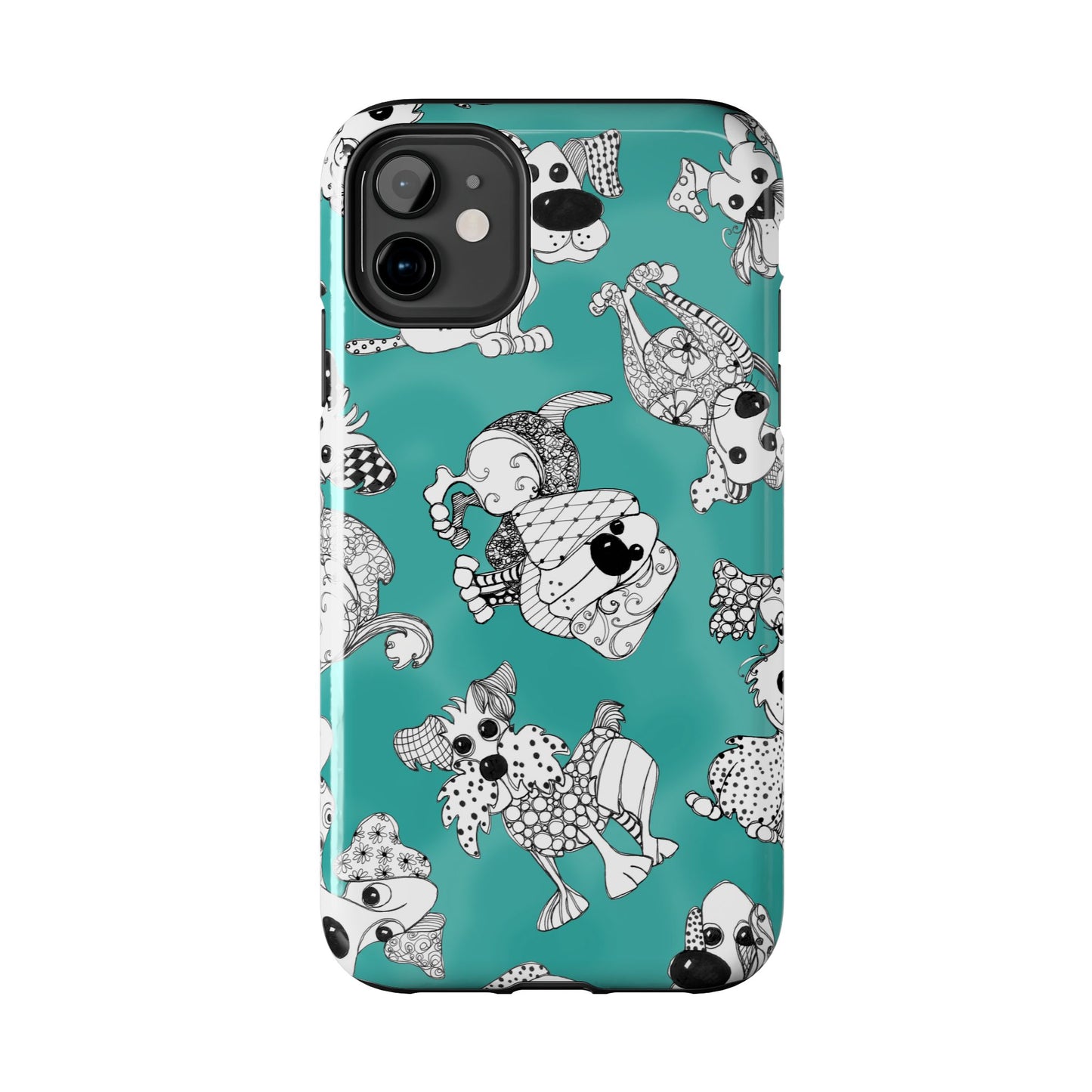 Doodle Dogs Turquoise Phone Case