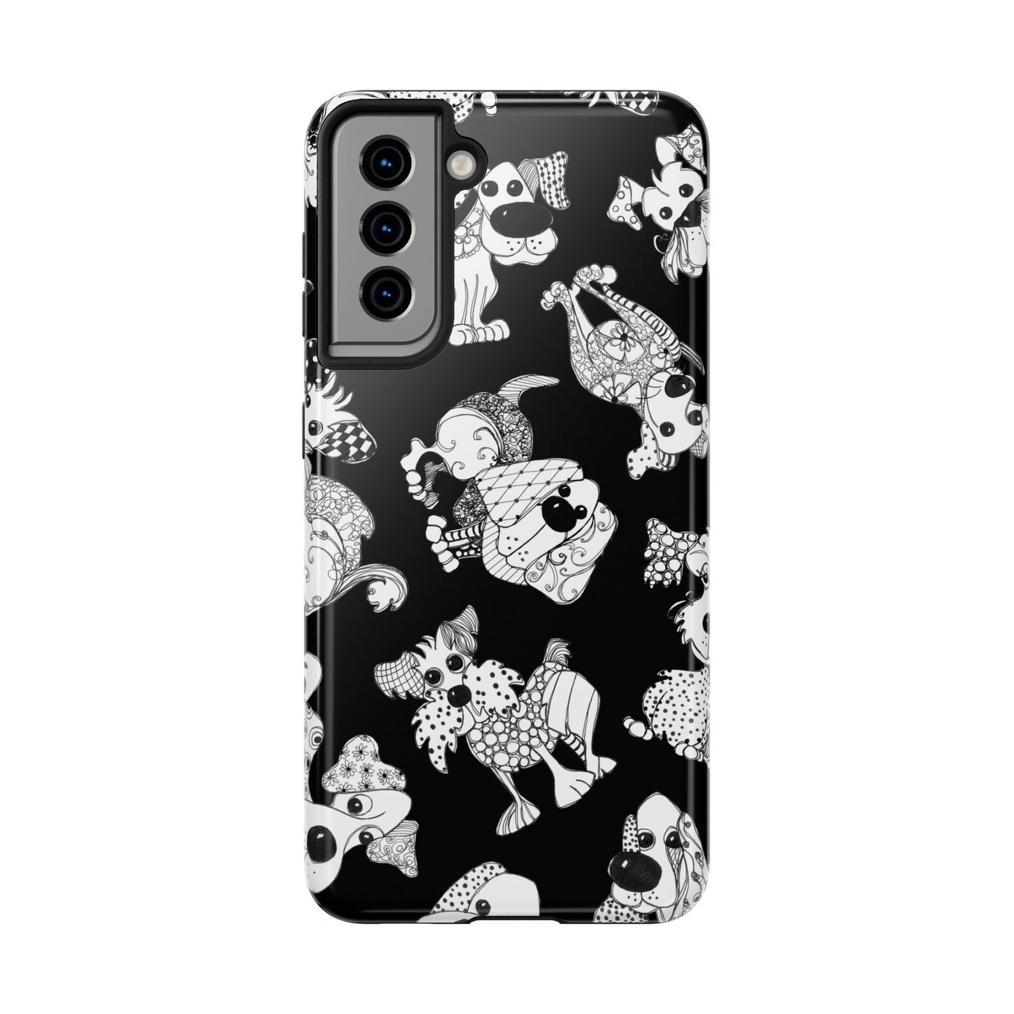 Doodle Dogs Black Phone Case