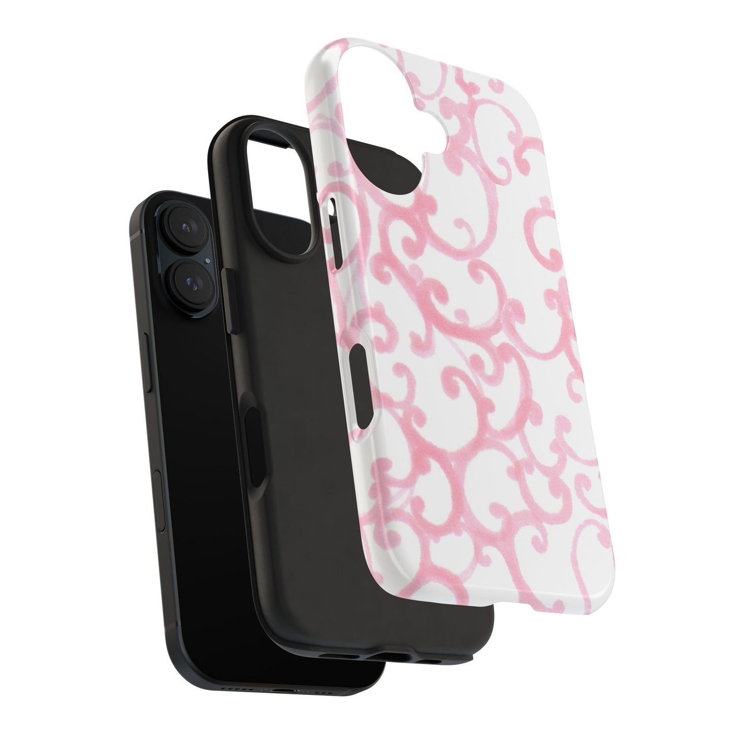 Scrollie White / Pink Phone Case