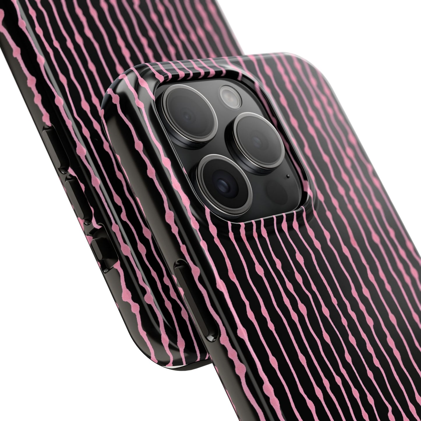 Faux Seersucker Black / Pink Phone Case