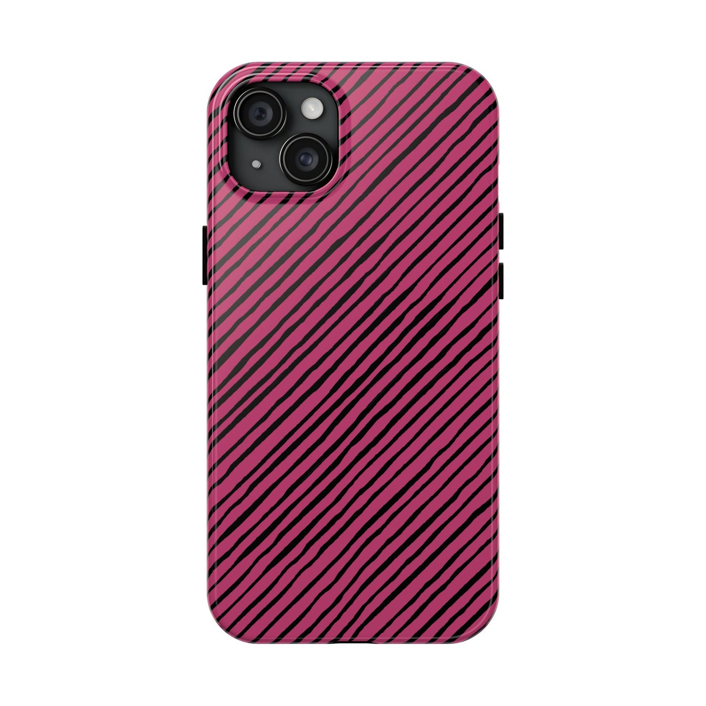 Quirky Bias Stripe Magenta / Black Phone Case