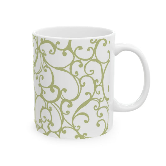 Scrollie White / Green Cup