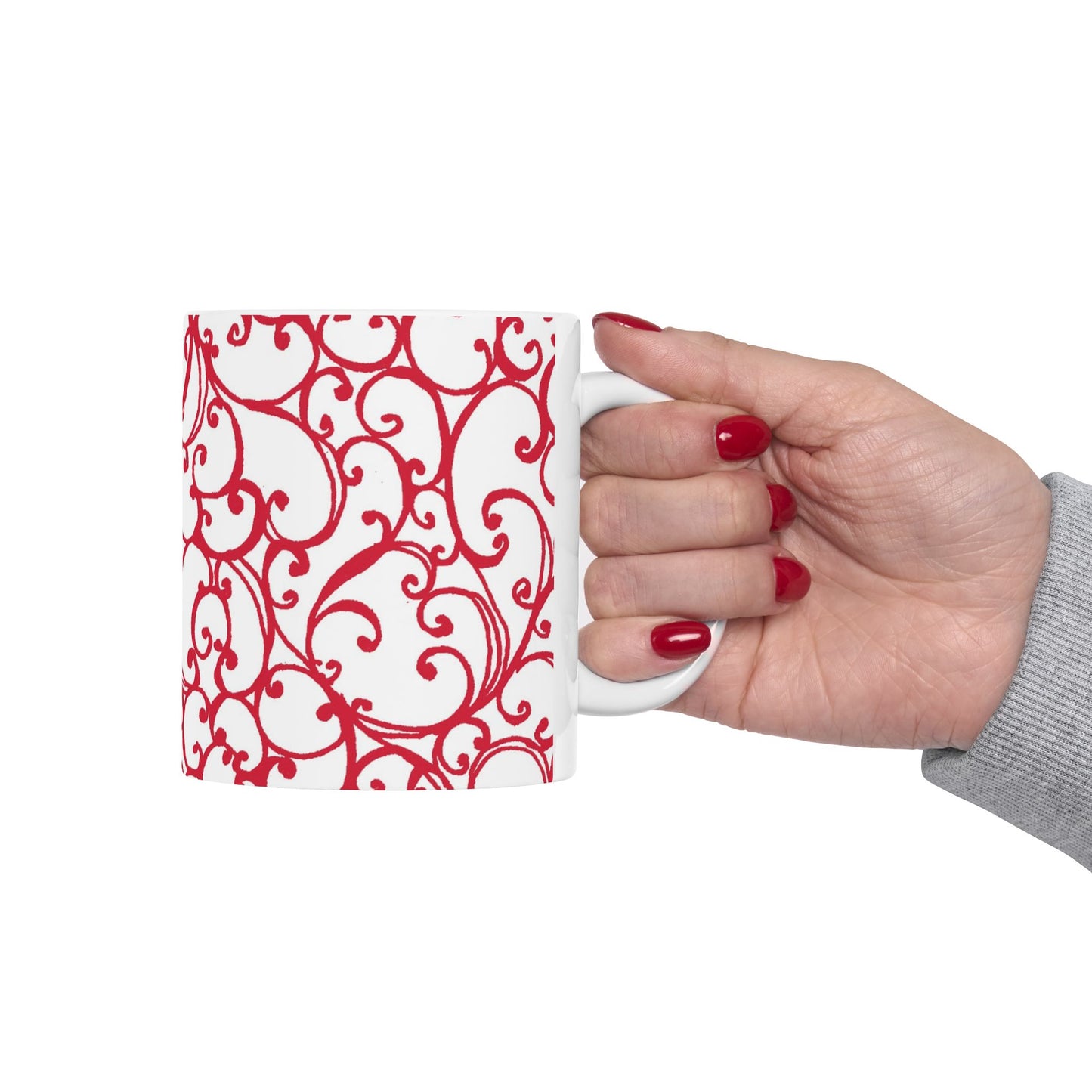 Scrollie White / Red Cup