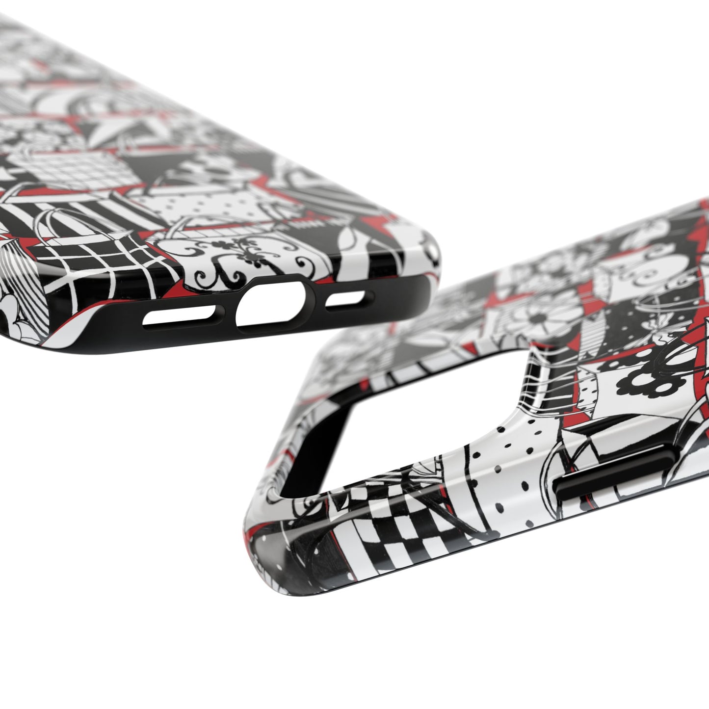 Totally Black, White & Red Phone Case
