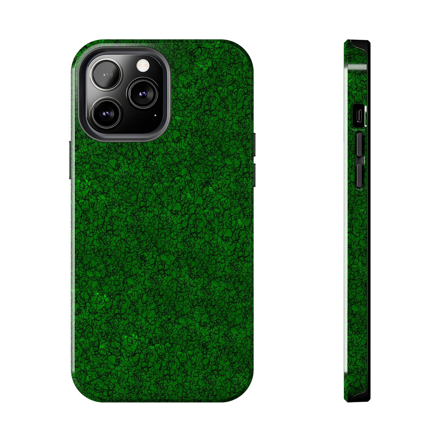 Scribble Green / Black Phone Case