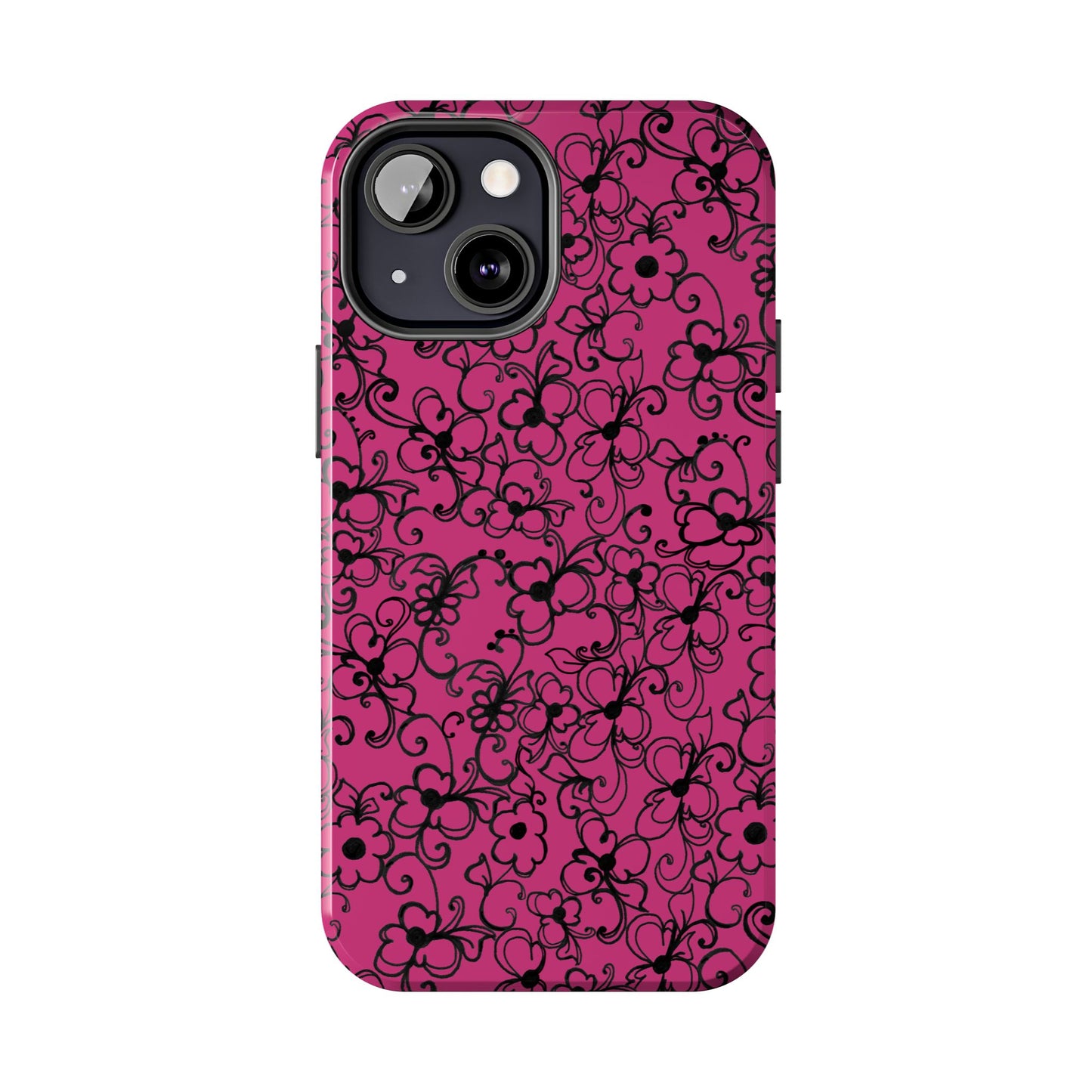 Daisy Jungle Pink / Black Phone Case